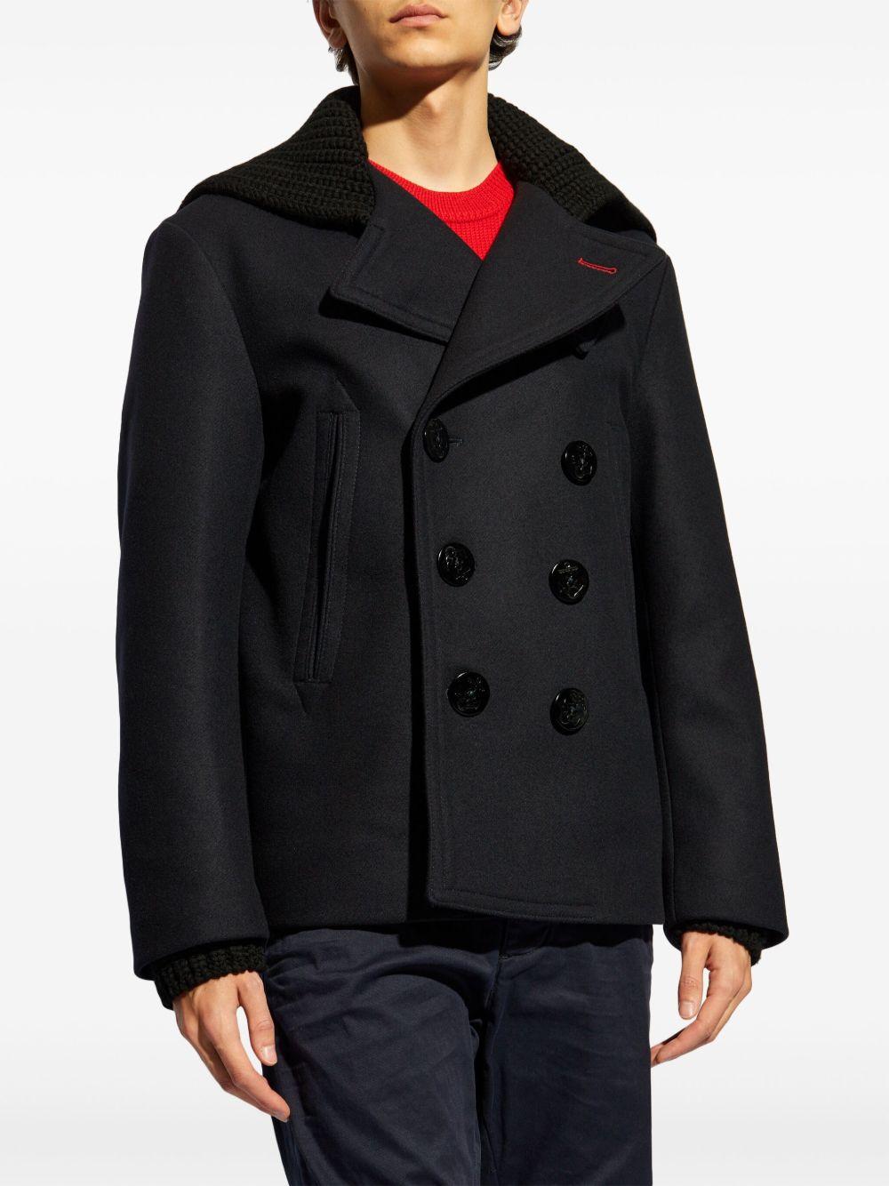 knit-panel double-breasted jacket Product Image