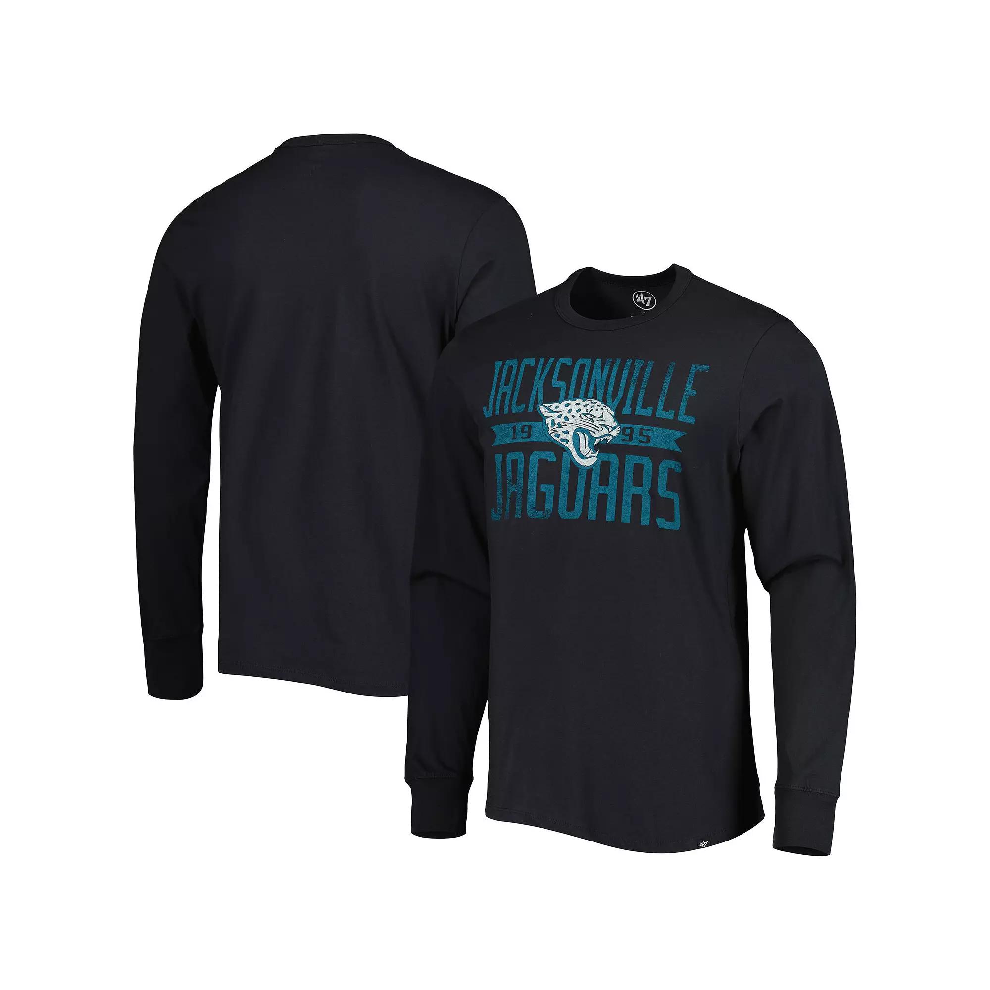 Men's '47 Black Jacksonville Jaguars Brand Wide Out Franklin Long Sleeve T-Shirt, Size: Medium Product Image