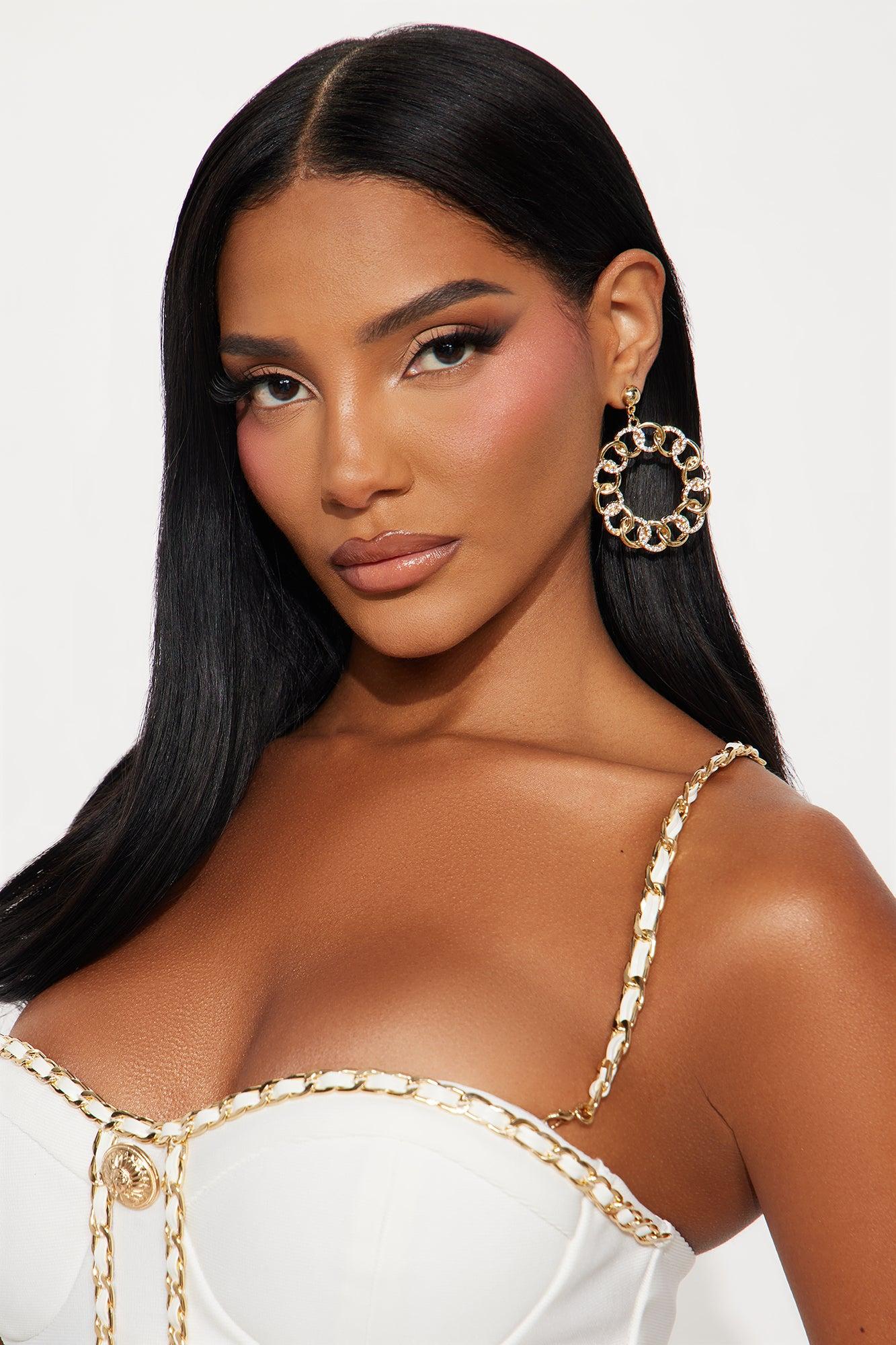 Luxe Linkage Drop Embellished Earrings - Gold Female Product Image