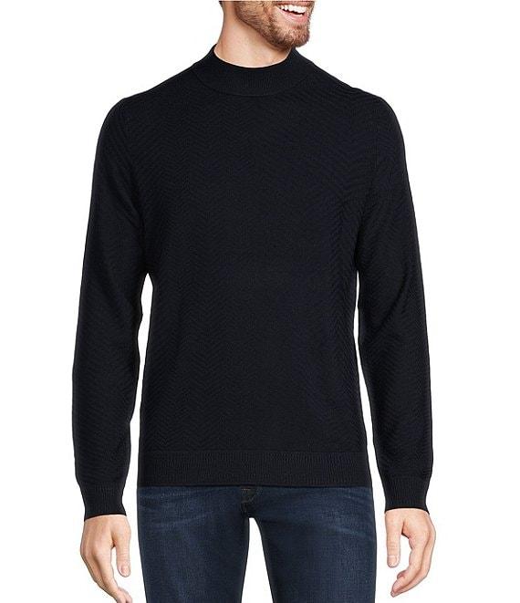Murano Solid Performance Textured Pattern Long Sleeve Mock Neck Sweater Product Image