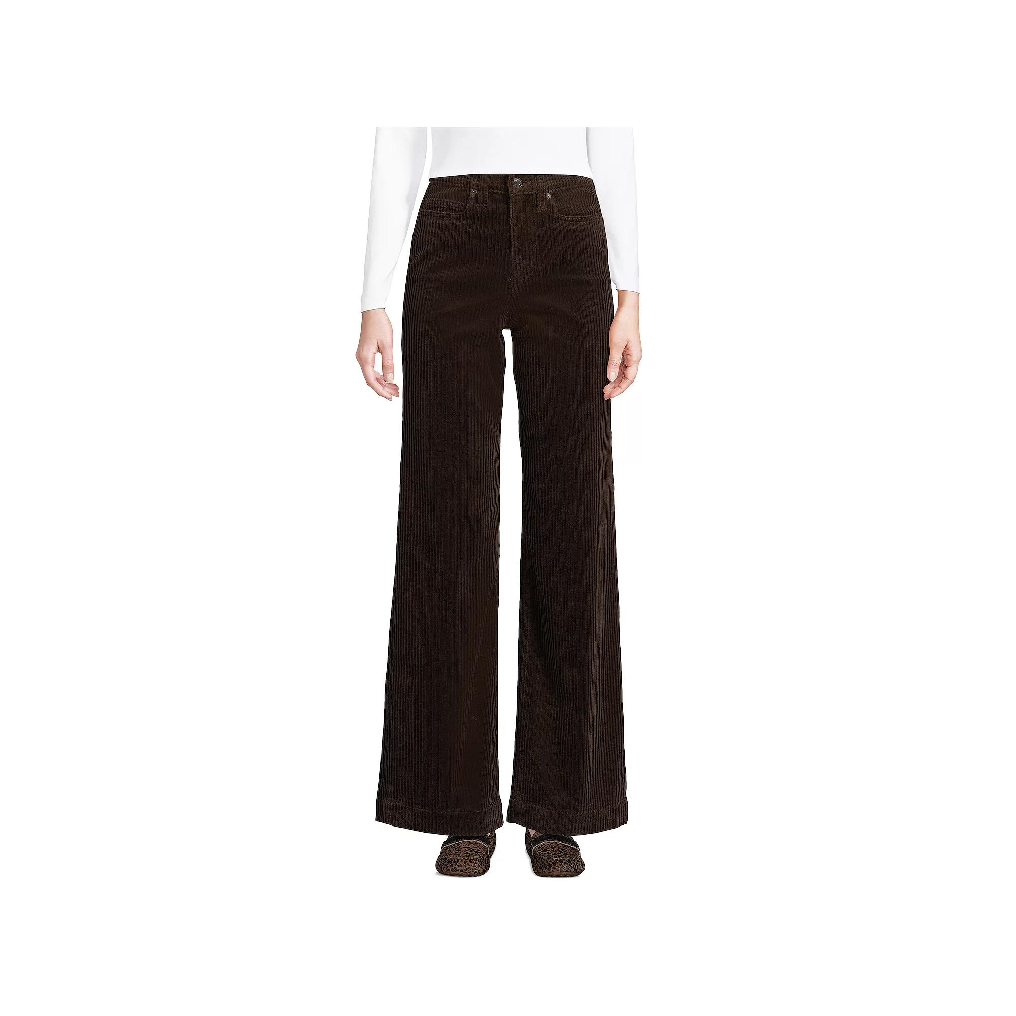Women's Lands' End High Rise Wide Leg Corduroy Pants,  Product Image