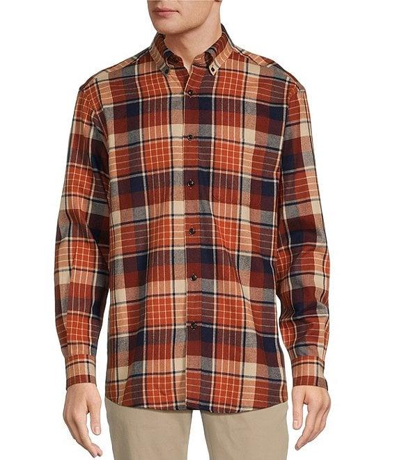 Roundtree & Yorke Long Sleeve Large Plaid Portuguese Flannel Sport Shirt Product Image