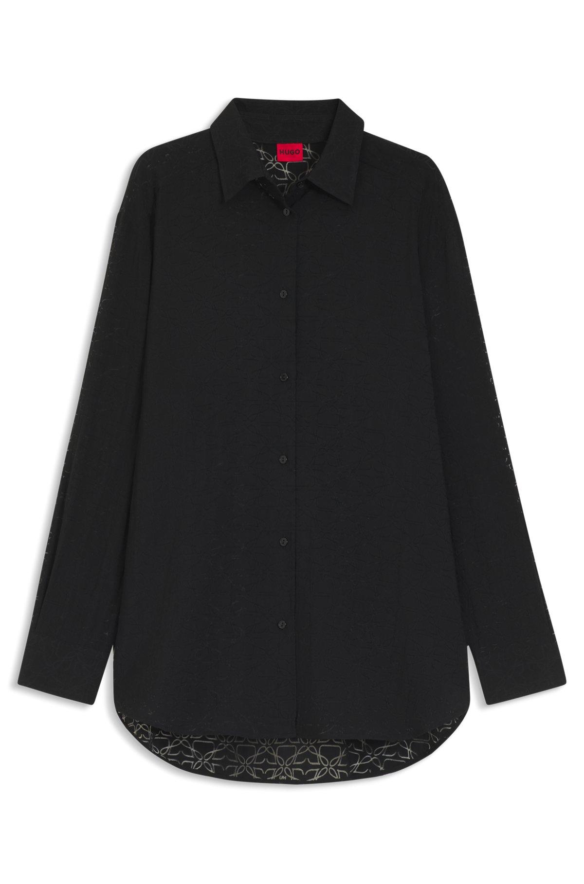 HUGO - Oversize-fit blouse with burnout pattern - Patterned Product Image