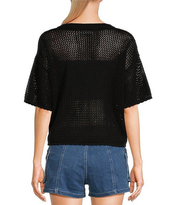 Double Zero Short Sleeve Open Knit Top Product Image