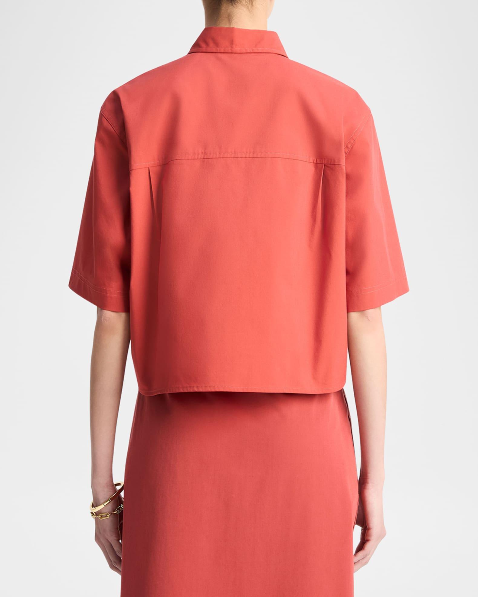 Short-Sleeve Cropped Cotton Shirt Product Image