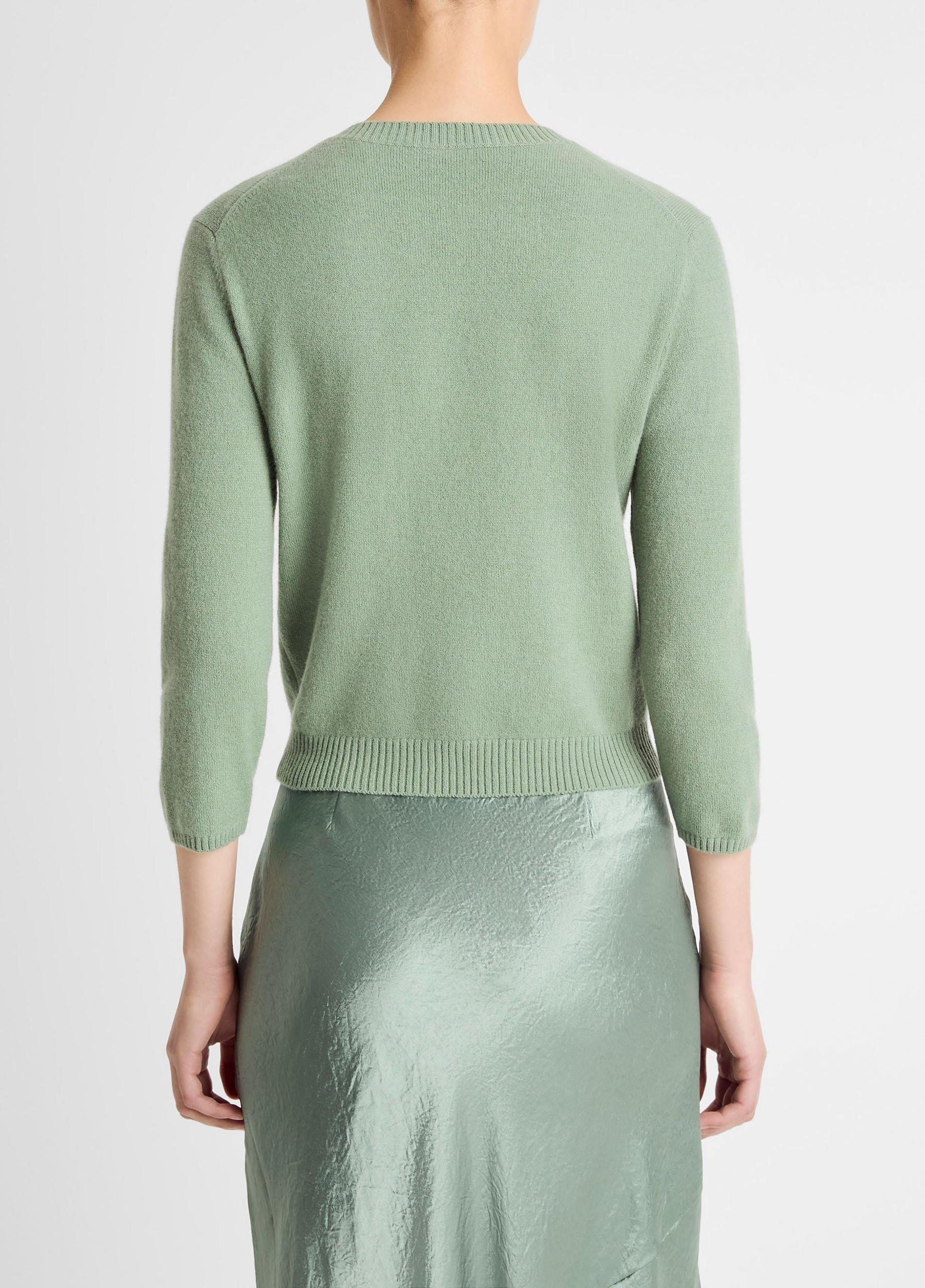 Wool & Cashmere-Blend Three-Quarter-Sleeve V-Neck Sweater Product Image