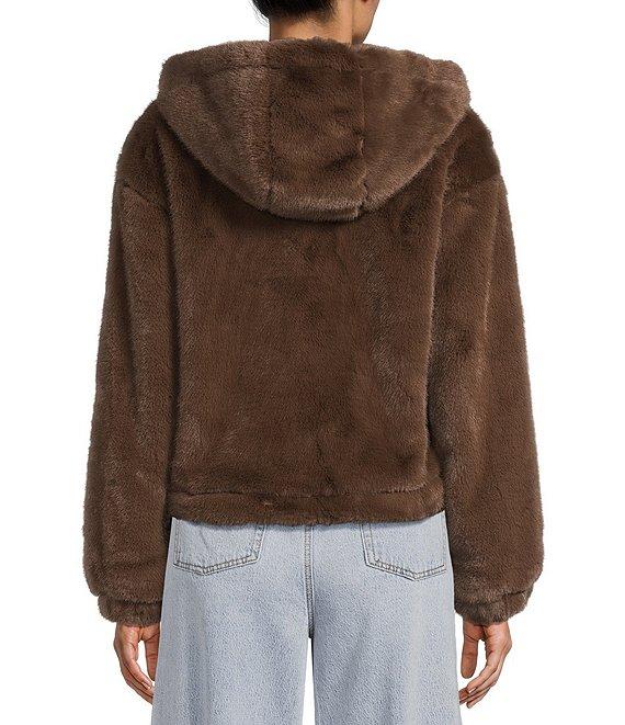 GB Faux Fur Zip Front Hooded Jacket Product Image