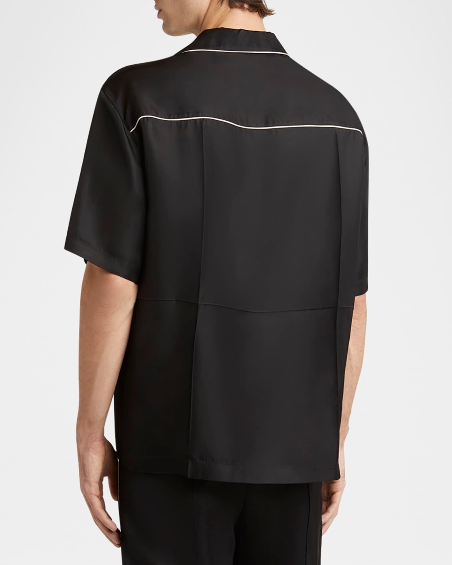 Men's Boxy-Fit Bowling Shirt with Piping Product Image