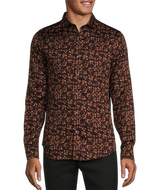 Murano Slim Fit Floral Sateen Long Sleeve Woven Shirt Product Image