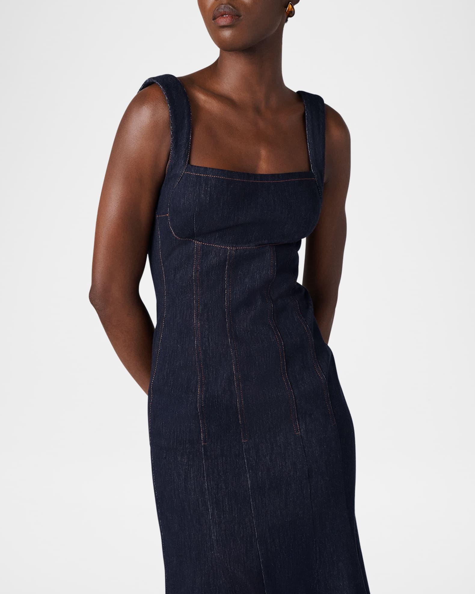 Jude Sleeveless Square-Neck Denim Midi Dress Product Image