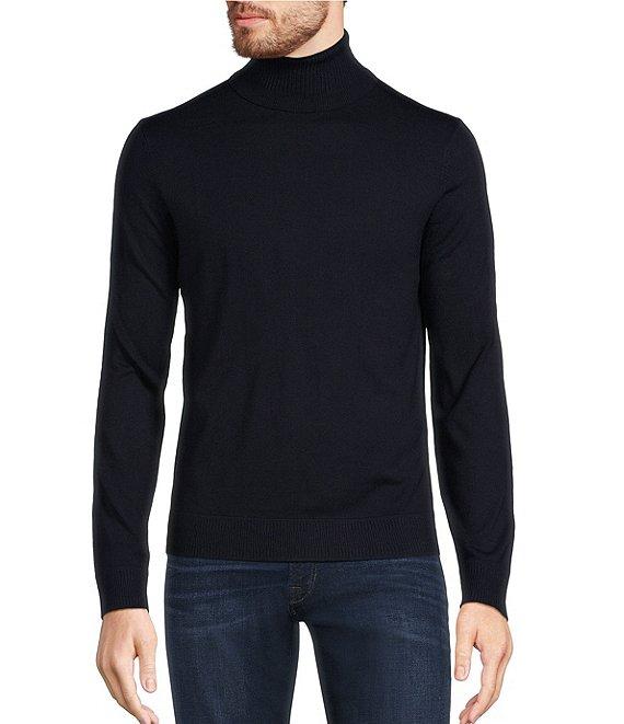 Murano Solid Performance Textured Long Sleeve Turtleneck Sweater Product Image