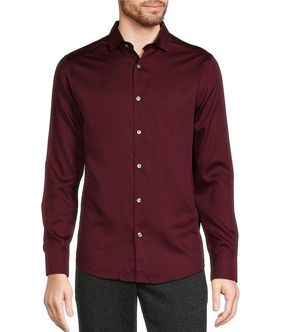 Murano Slim Fit Solid Sateen Long Sleeve Woven Shirt Product Image