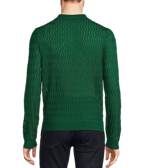 Murano Prehistoric Prep Collection Solid Textured Johnny Sweater Polo Shirt Product Image