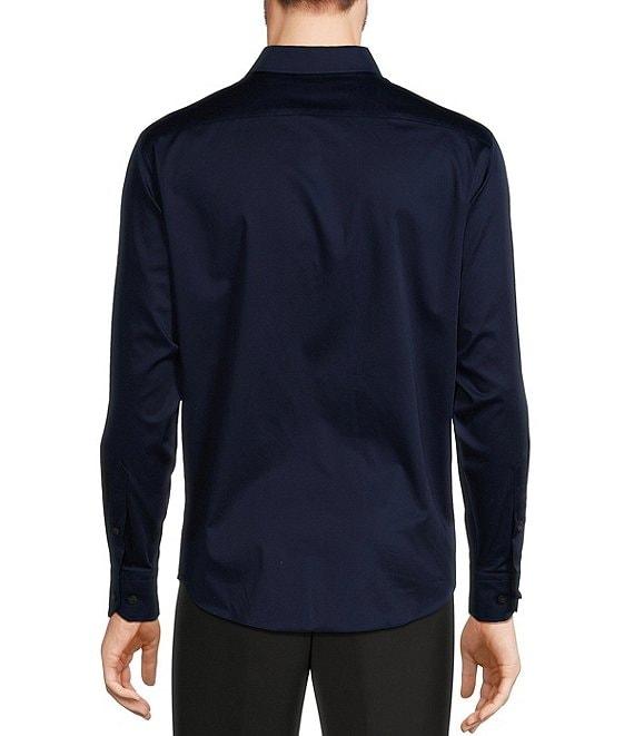 Murano Big & Tall Slim Fit Solid Sateen Spread Collar Long Sleeve Woven Shirt Product Image