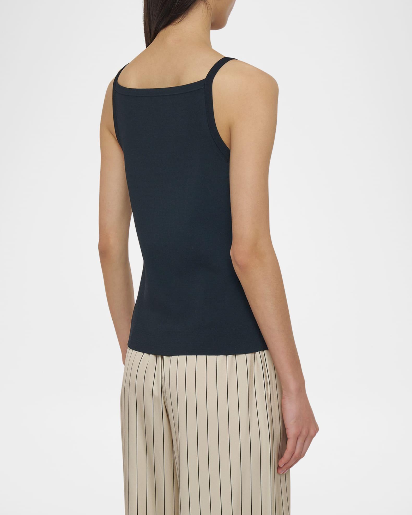 Square-Neck Rib Knit Viscose Tank Product Image