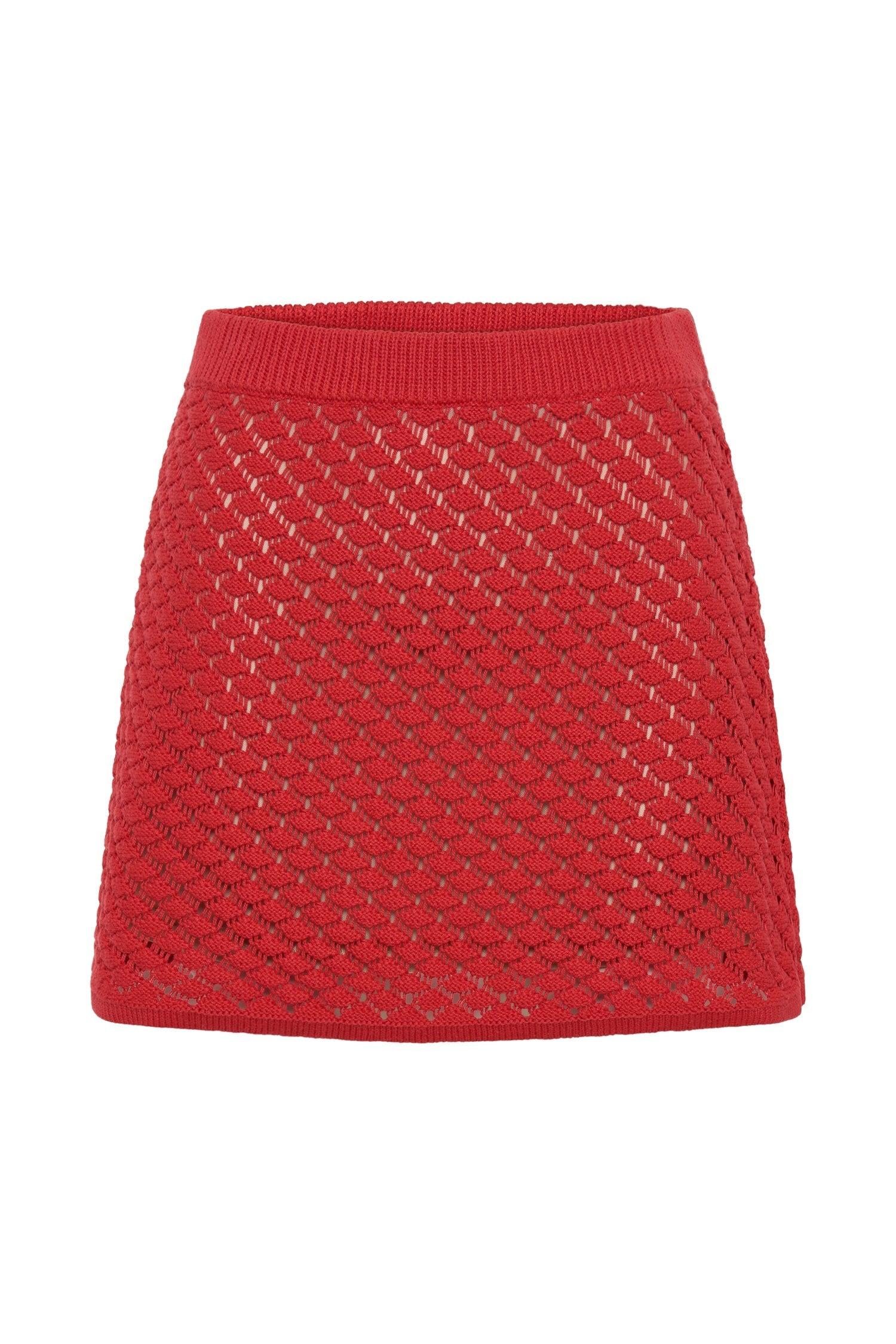 Lorenza Knit A-Line Mini Skirt - Pomegranate Product Image