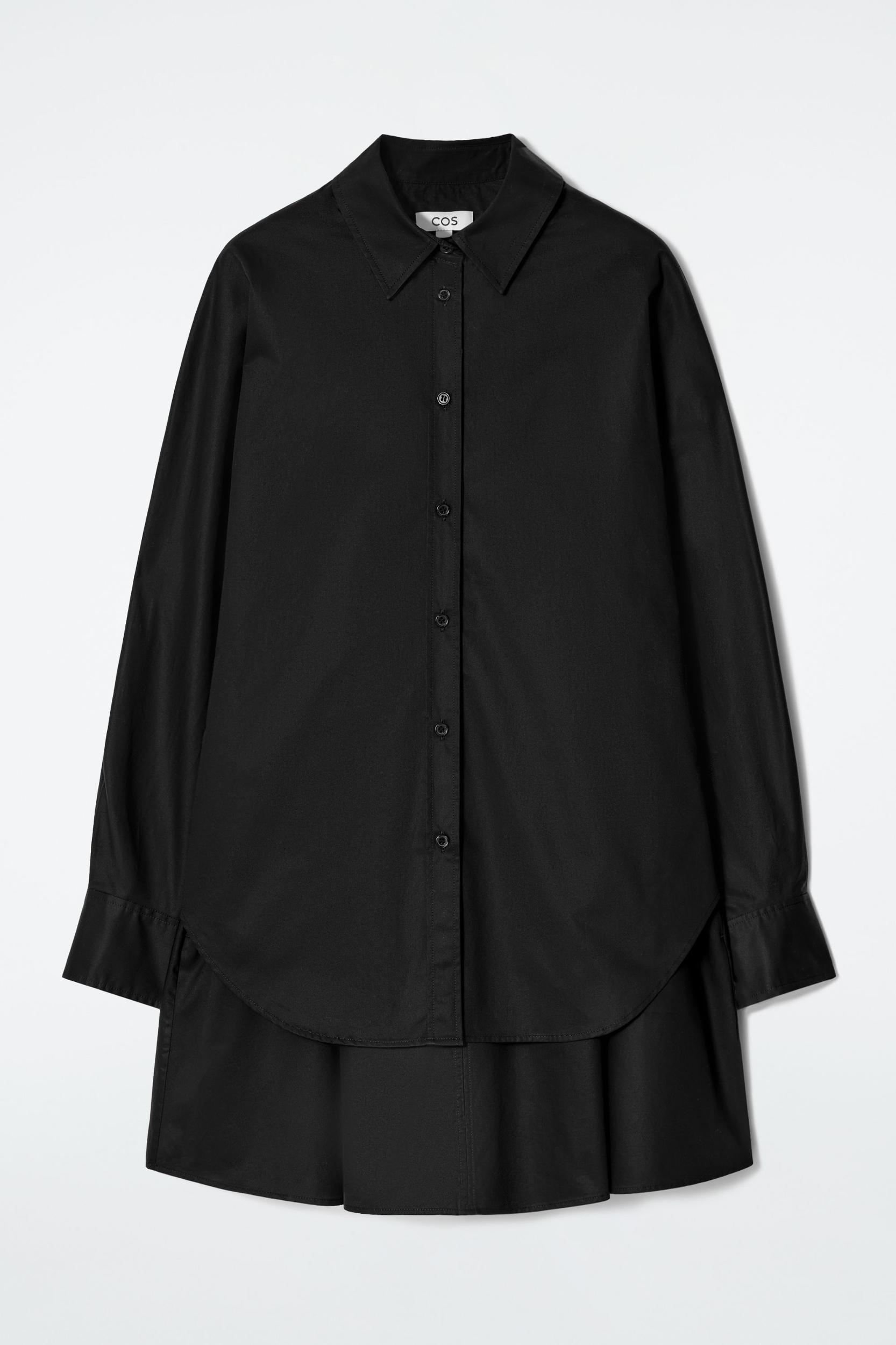 LAYERED TRAPEZE SHIRT DRESS Product Image