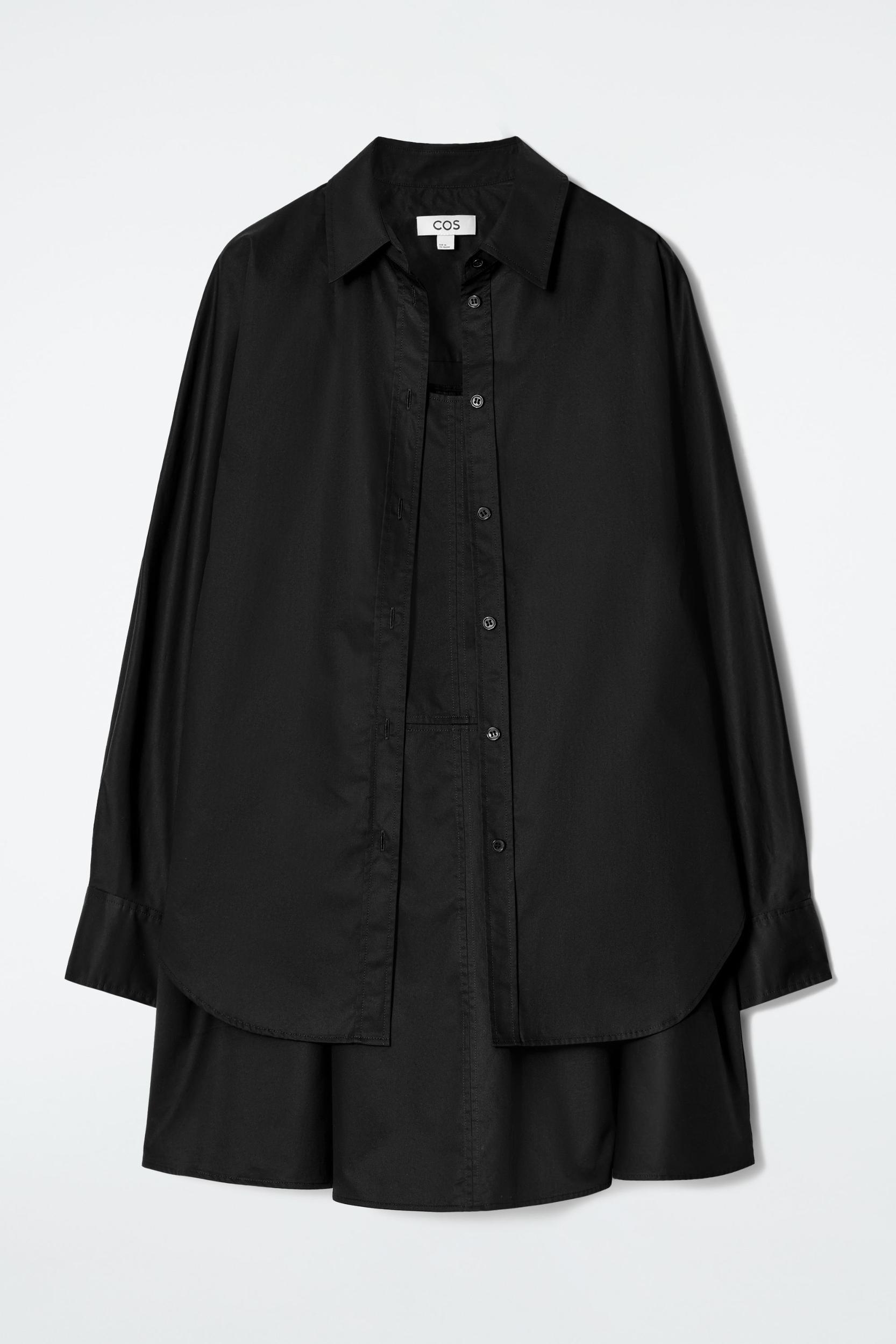 LAYERED TRAPEZE SHIRT DRESS Product Image