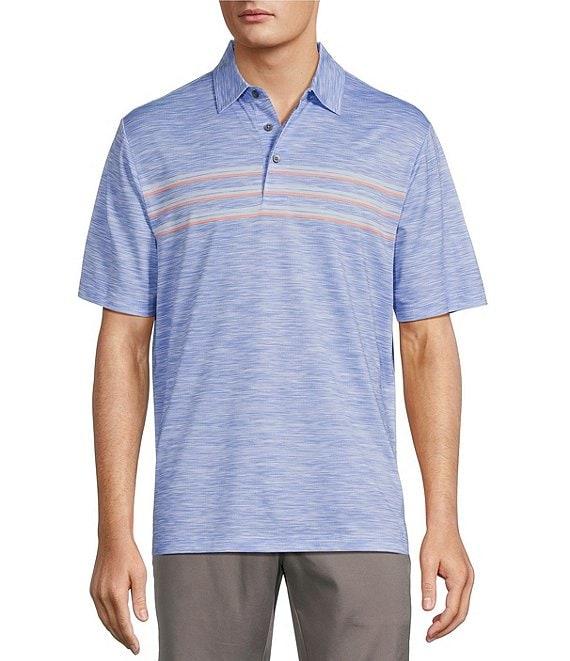 Roundtree & Yorke Performance Short Sleeve Chest Stripe Polo Shirt Product Image