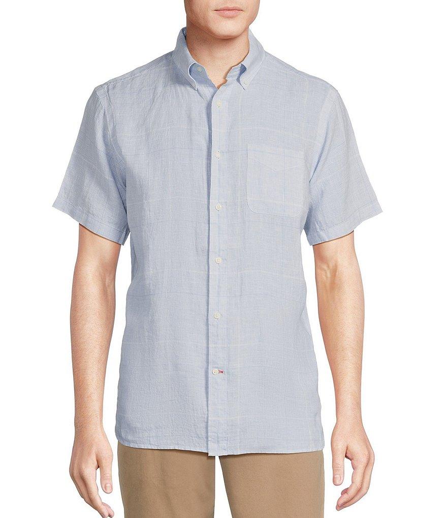 Cremieux Blue Label French Linen Medium Plaid Short Sleeve Woven Shirt Product Image