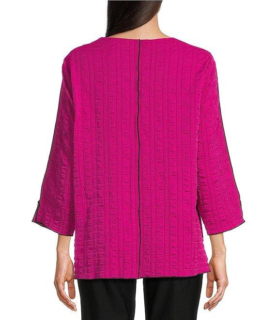 Ali Miles Textured Woven Scoop Neck 3/4 Sleeve Tunic Product Image