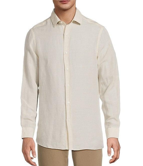 Hart Schaffner Marx Long Sleeve Solid Linen Button Front Shirt Product Image