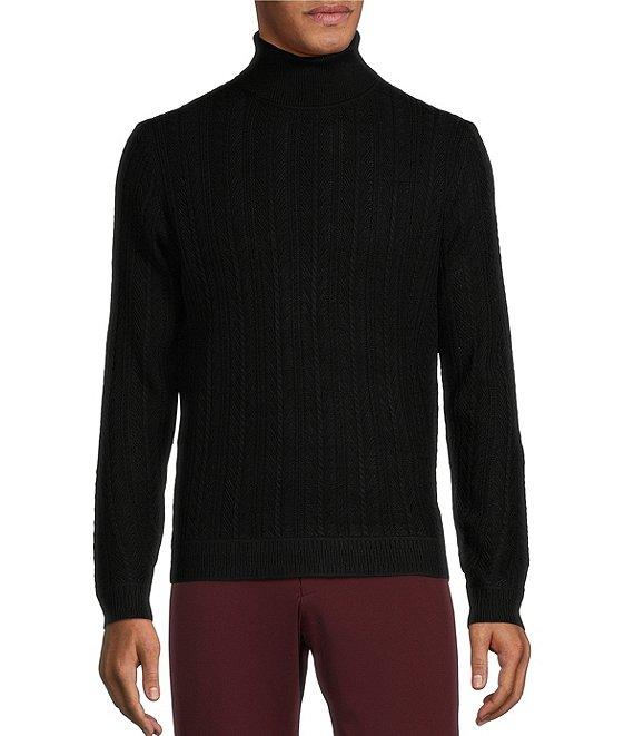 Murano Performance Textured Long Sleeve Turtleneck Sweater Product Image