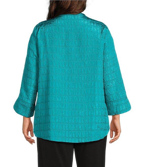 IC Collection Plus Size Crinkle Woven High Neck Bracelet Sleeve Asymmetrical Jacket Product Image