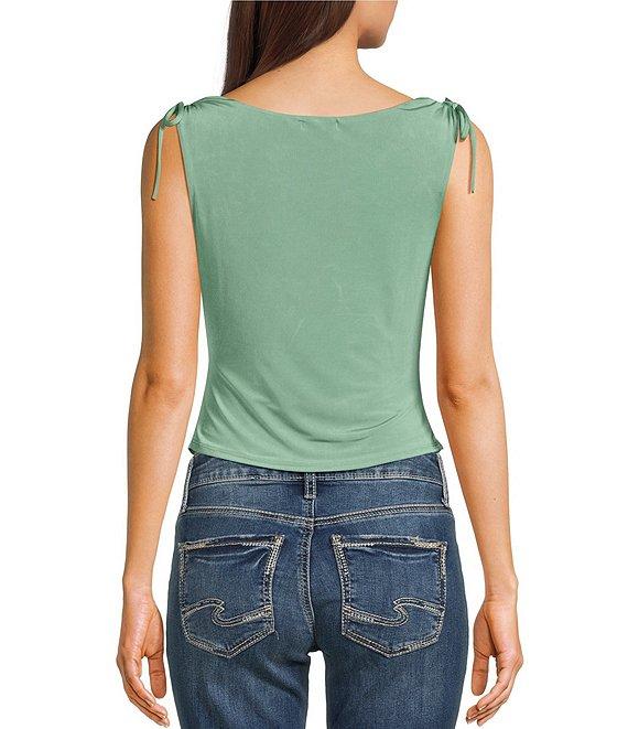 Originality Cowl Neck Tie Shoulder Top Product Image