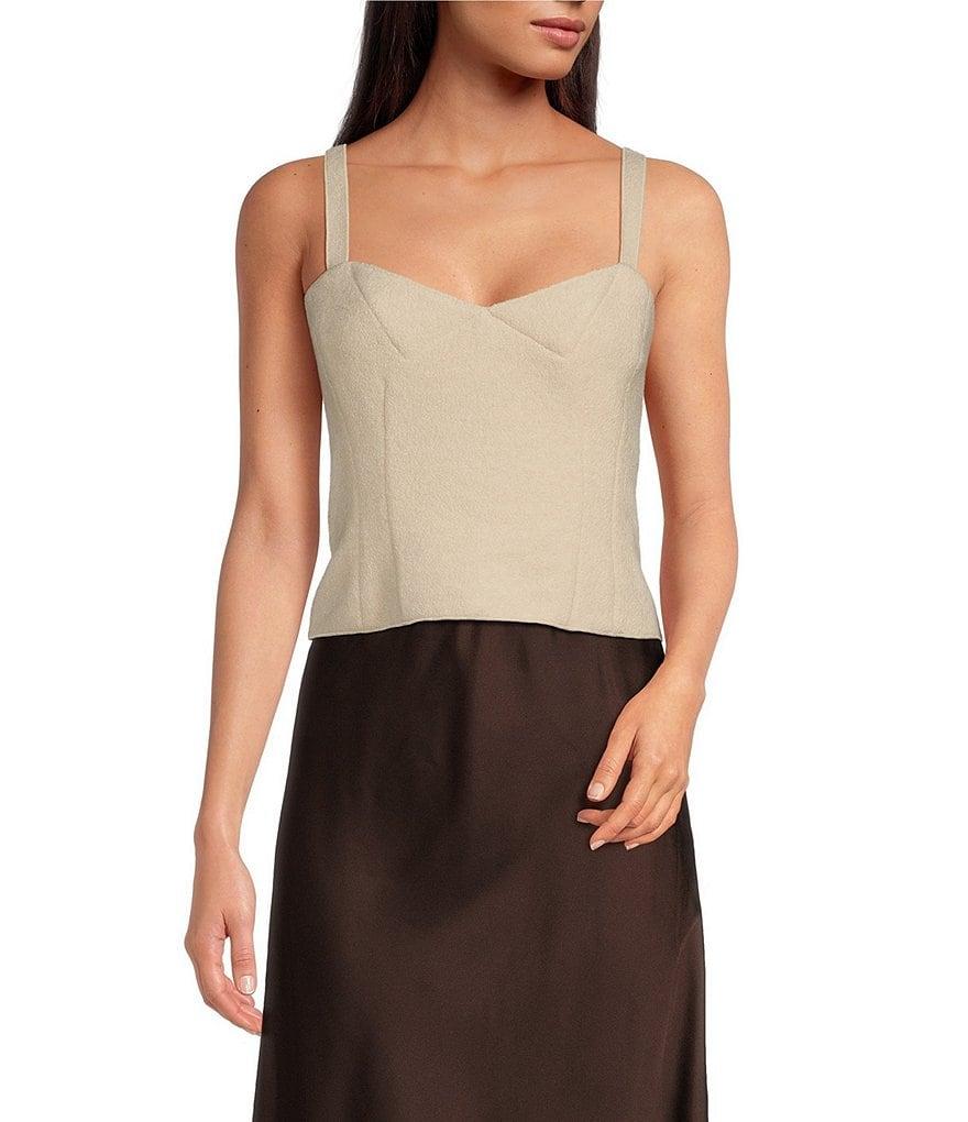 Gianni Bini x Lilly Sisto Peanut Wool Blend Boucle Sweetheart Neck Sleeveless Strap Tank Blouse Product Image