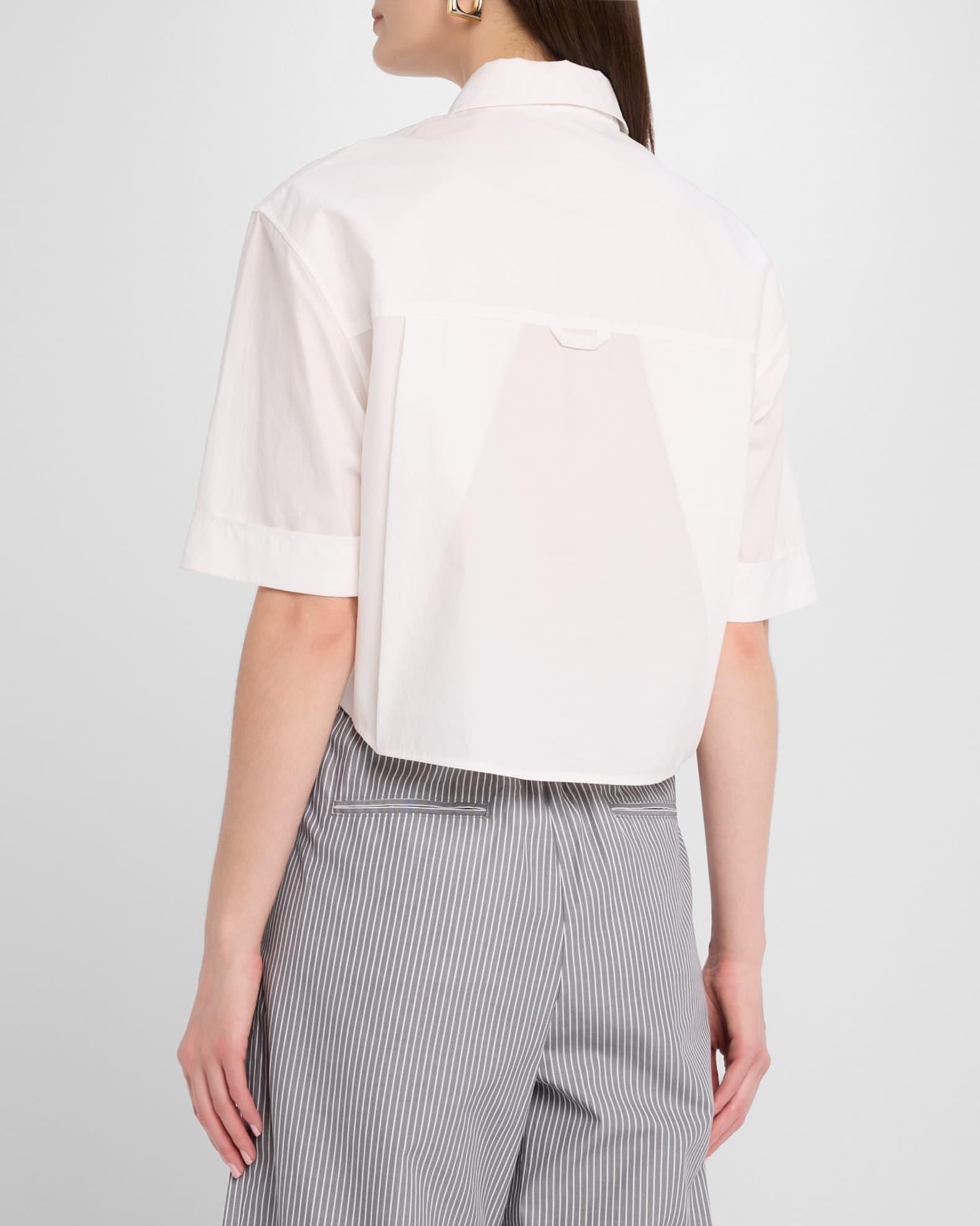 Cropped Oversized Button-Front Shirt  Product Image