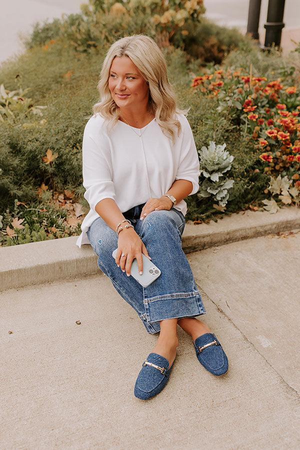 The Aubrey Denim Mule Loafer in Medium Wash Product Image