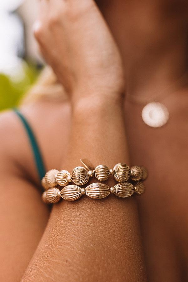 Katherine Ribbed Metal Stretch Bracelet Set Product Image