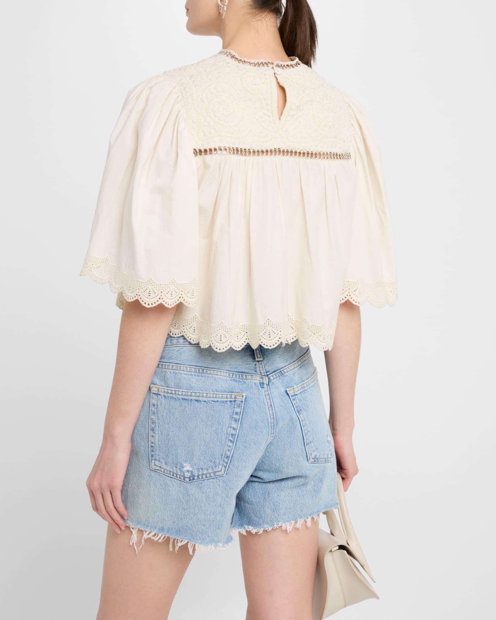 Larissa Embroidered Short-Sleeve Crop Top Product Image