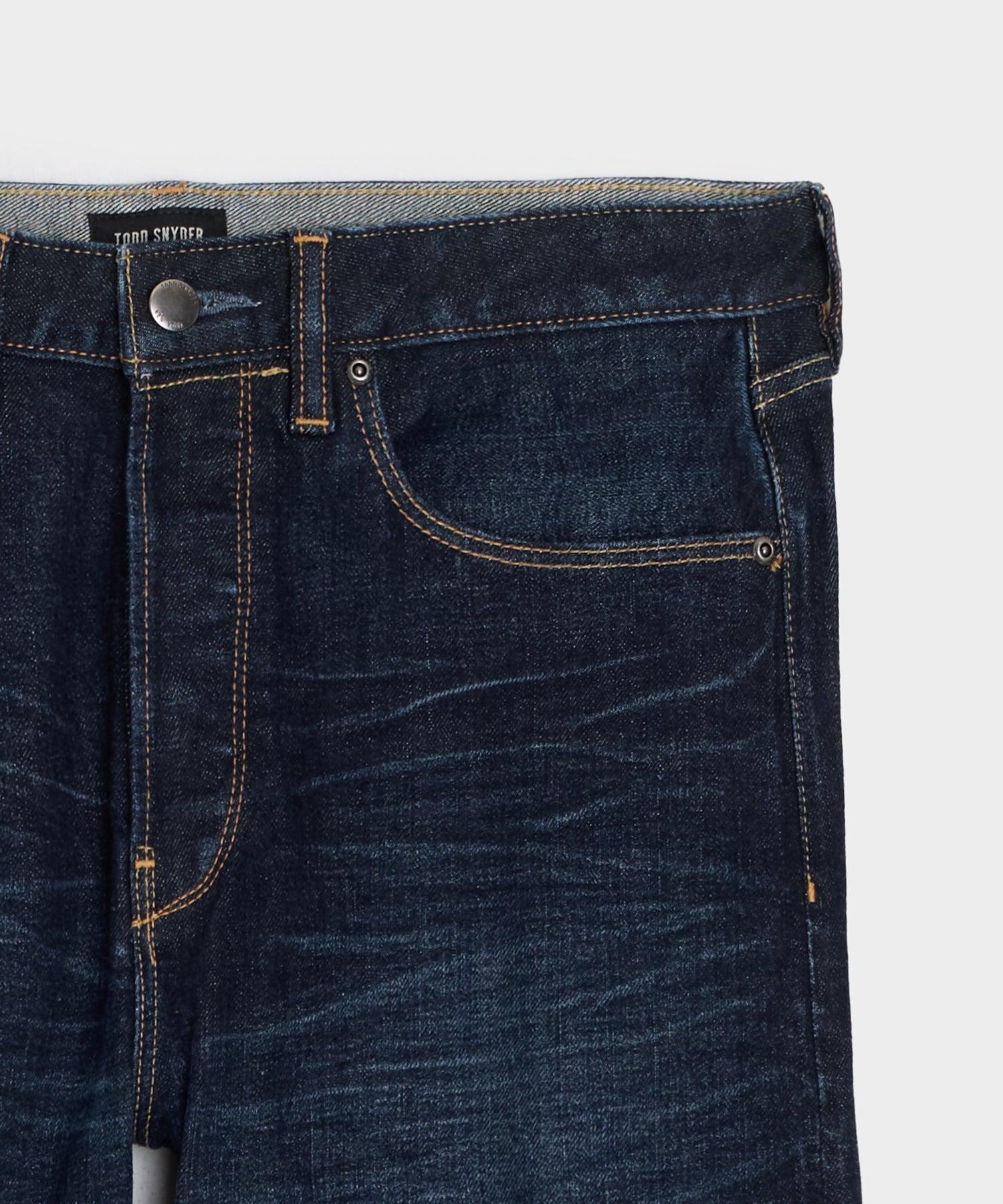 Straight Japanese Selvedge Stretch Jean in Worn Indigo Product Image