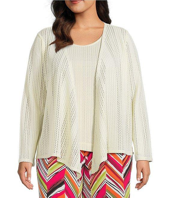 Investments Plus Size Soft Separates Mulit-Way Long Sleeve Crochet Coordinating Topper Product Image