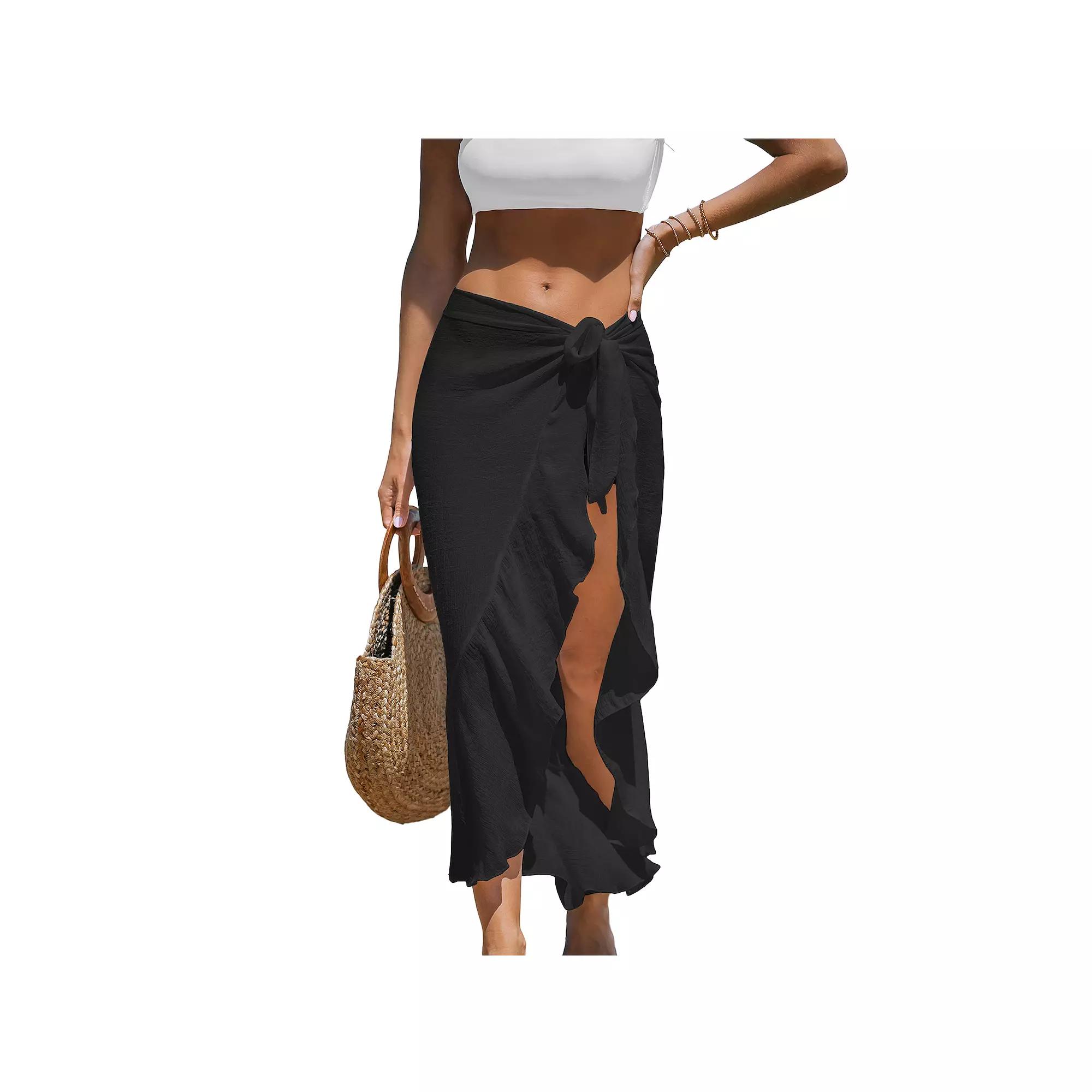 Women's Cupshe Black Side Tie Midi Cover-Up Product Image