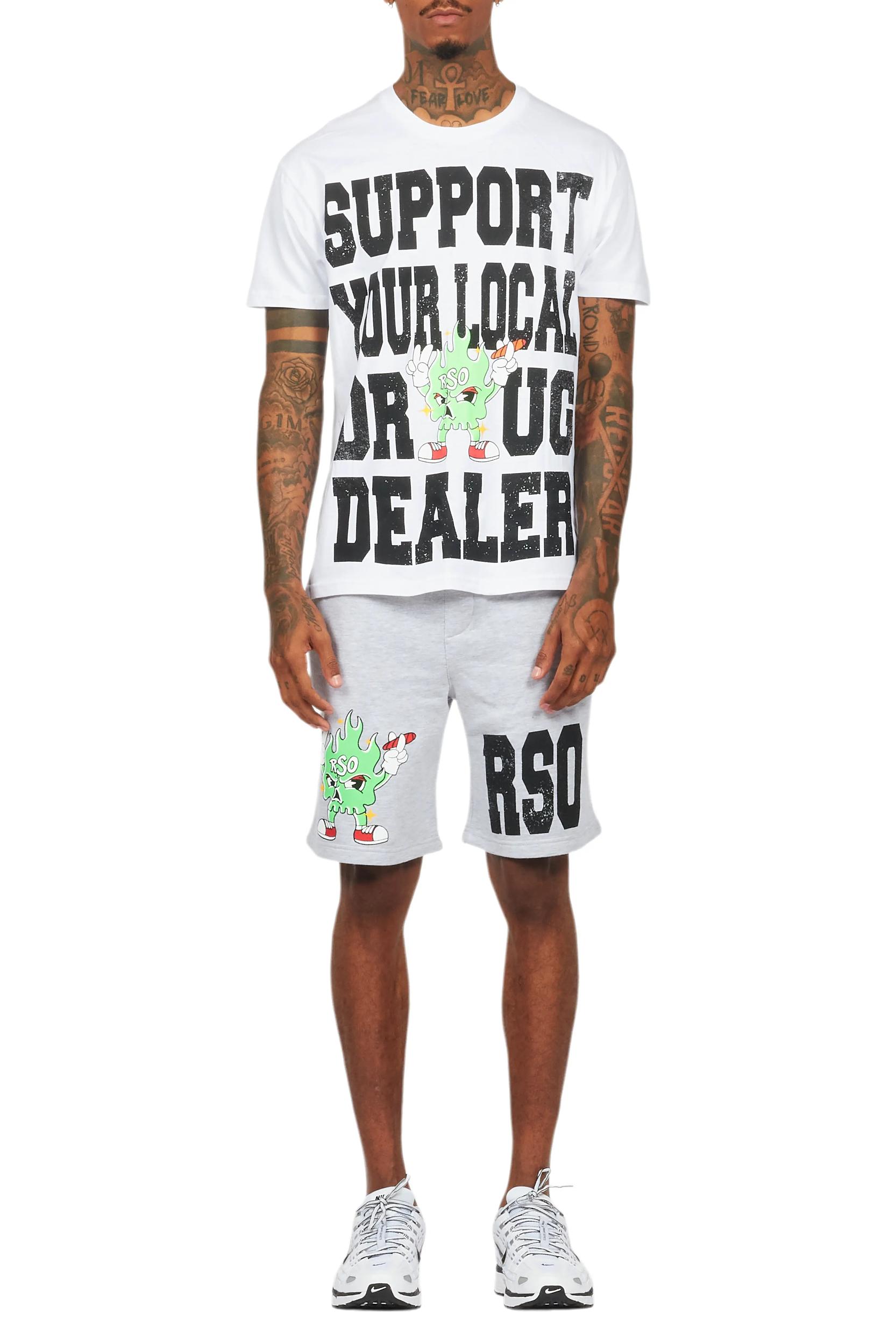 Tarl White/Grey Graphic T-Shirt Short Set Male Product Image