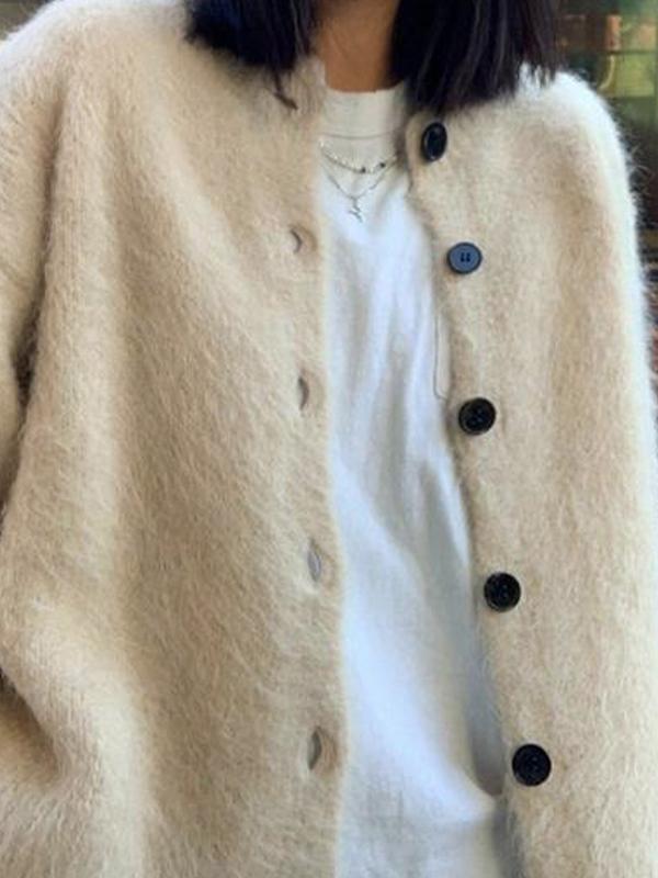 Cozy Loose Breasted Knit Cardigan Product Image