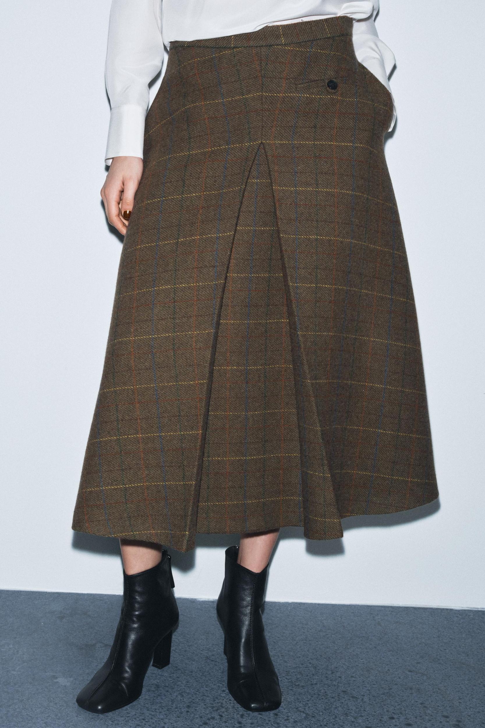 PLAID WOOL SKIRT ZW COLLECTION Product Image