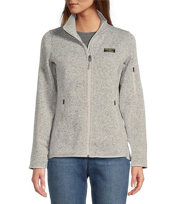 L.L.Bean Fleece Knit Stand Collar Long Sleeve Full Zip Sweater Jacket Product Image