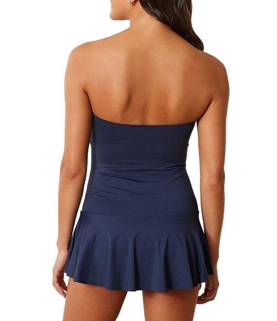 Tommy Bahama Underwire Tummy Control Peplum Skirt Bandeau One Piece Swim Dress Product Image