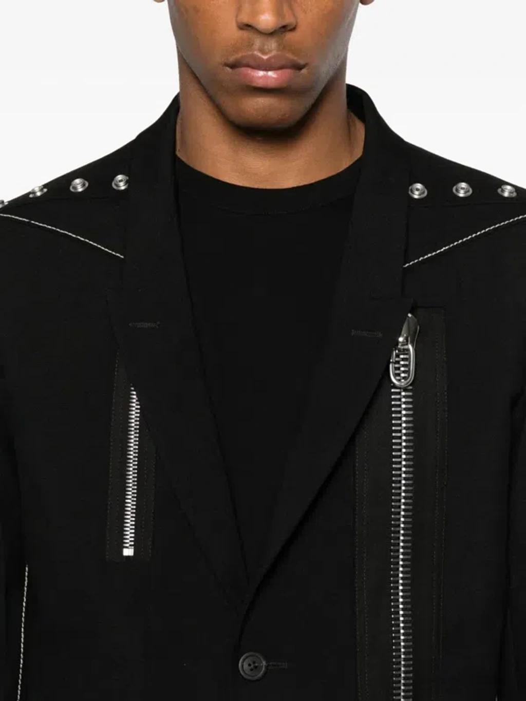RICK OWENS Alice Studded Virgin Wool Blazer In Black Product Image