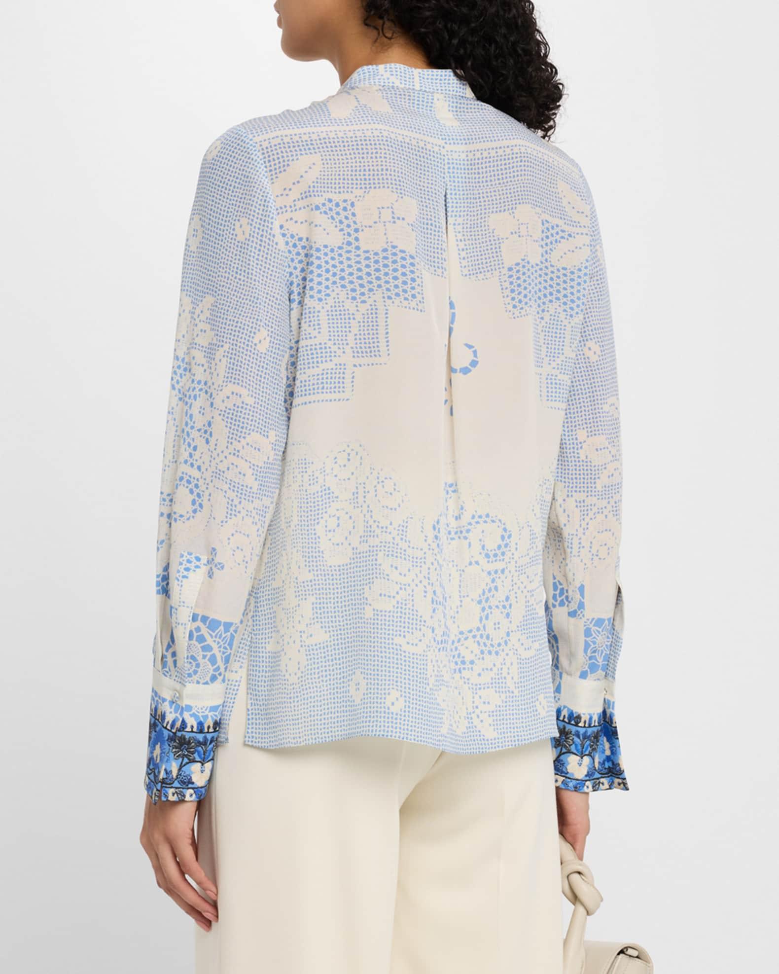 Eloise Lace-Print Silk Blouse Product Image