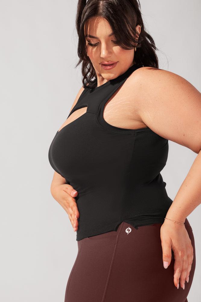 Peekaboo Crew Tank - Black Product Image