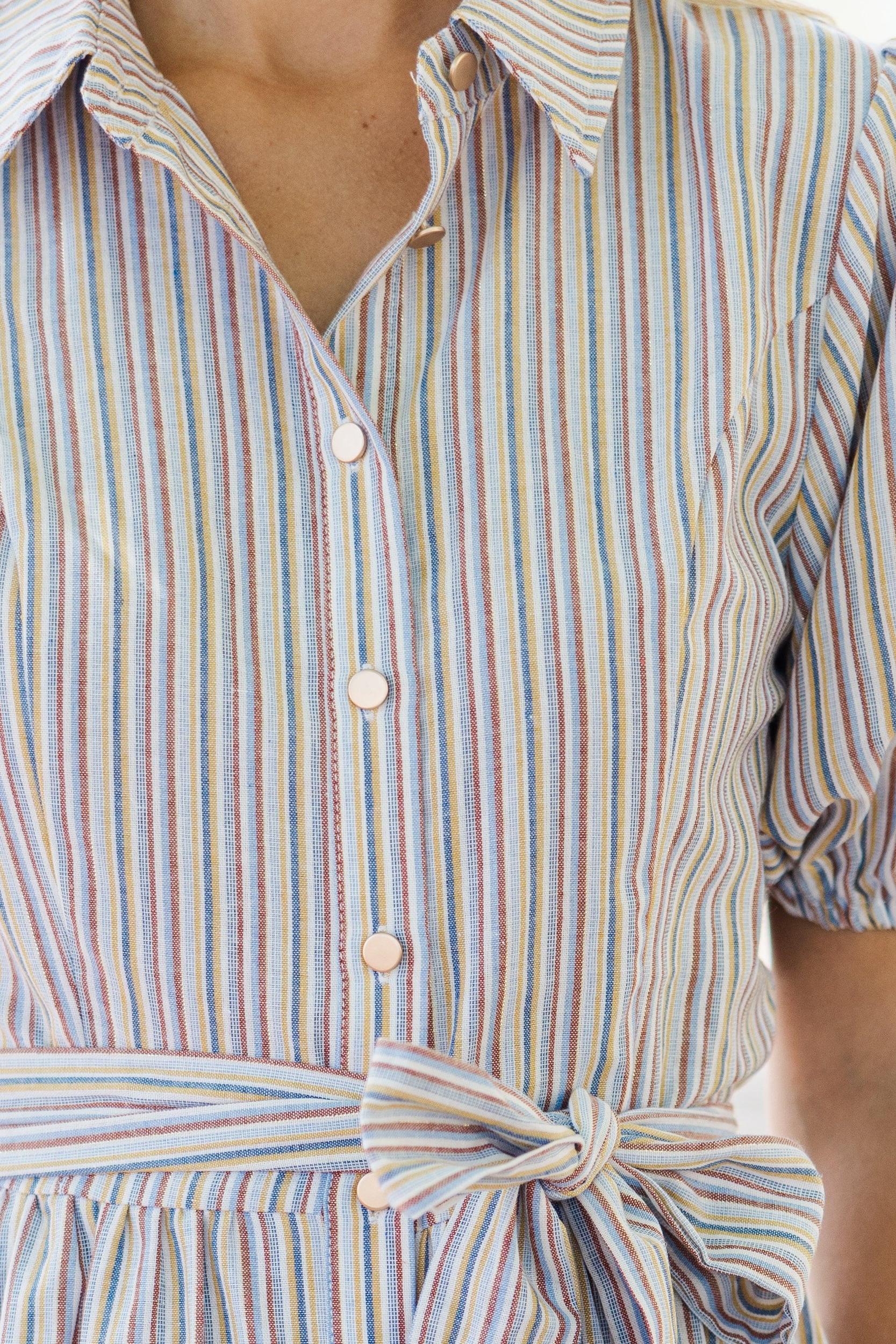 Win Their Hearts Blue Striped Dress Female Product Image