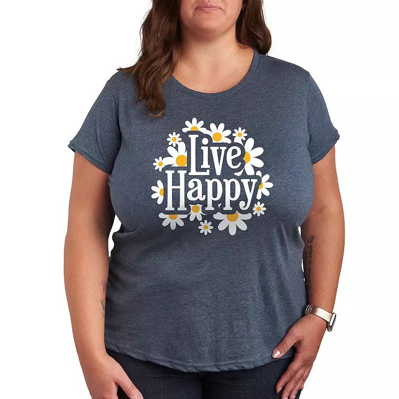Plus Live Happy Daisies Graphic Tee, Women's,  Product Image