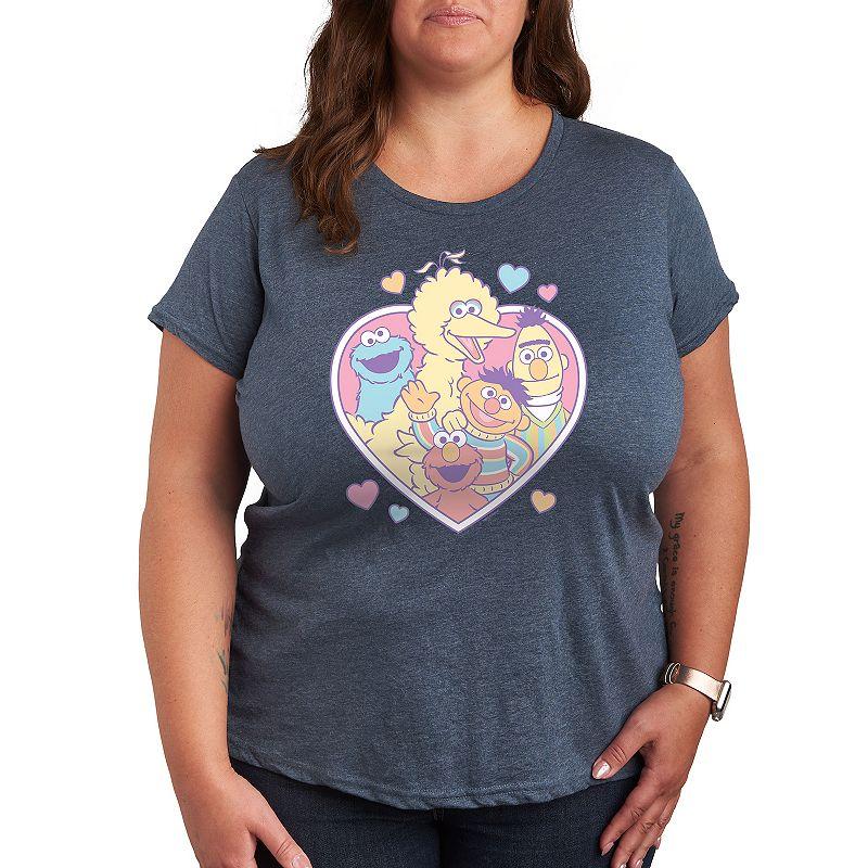Plus Sesame Stree Group Heart Graphic Tee, Women's,  Product Image