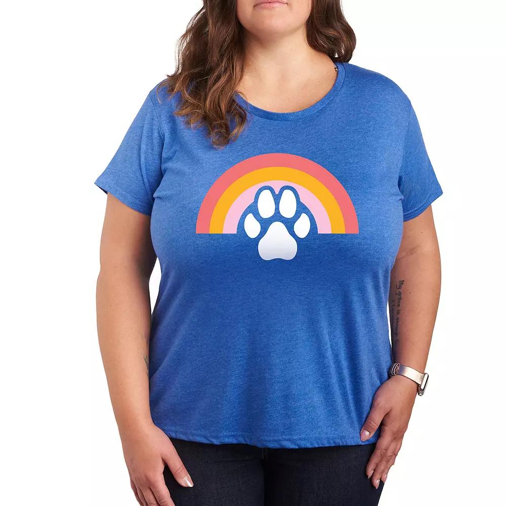 Plus Dog Paw Rainbow Graphic Tee, Women's,  Product Image