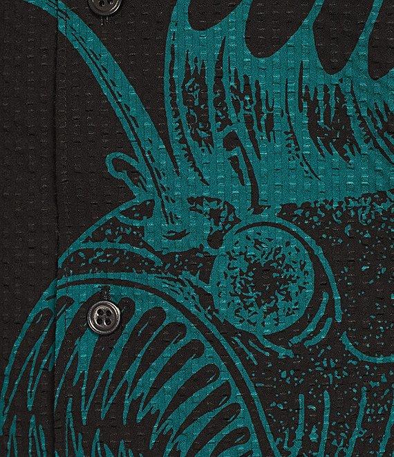Murano Shape of Water Collection Slim Fit Placed Anglerfish Print Seersucker Short Sleeve Convertible Camp Shirt Product Image